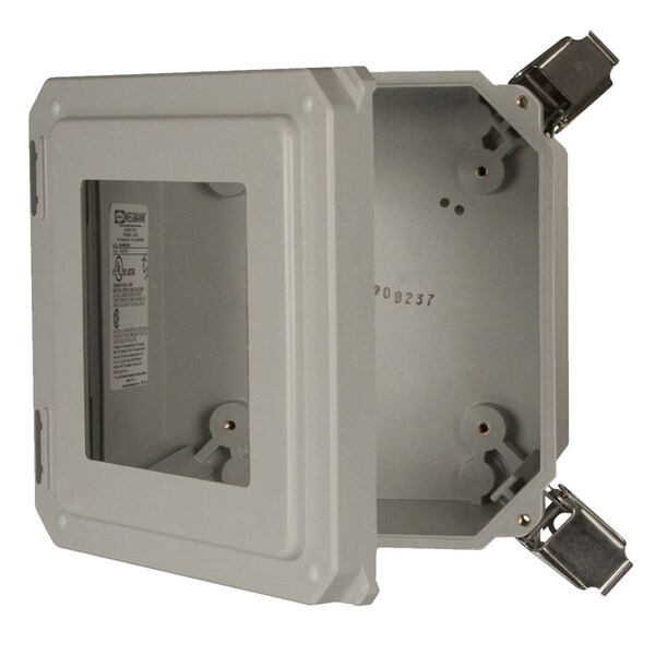Quick Release Padlock Latch Electrical Enclosures, 10 in H, 6 in D, 8 in W, 4X, Fiberglass